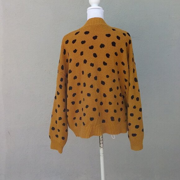 Madewell Sweater Women's Small Cardigan Old Gold and Black Polka Dots Purdue - Picture 3 of 10